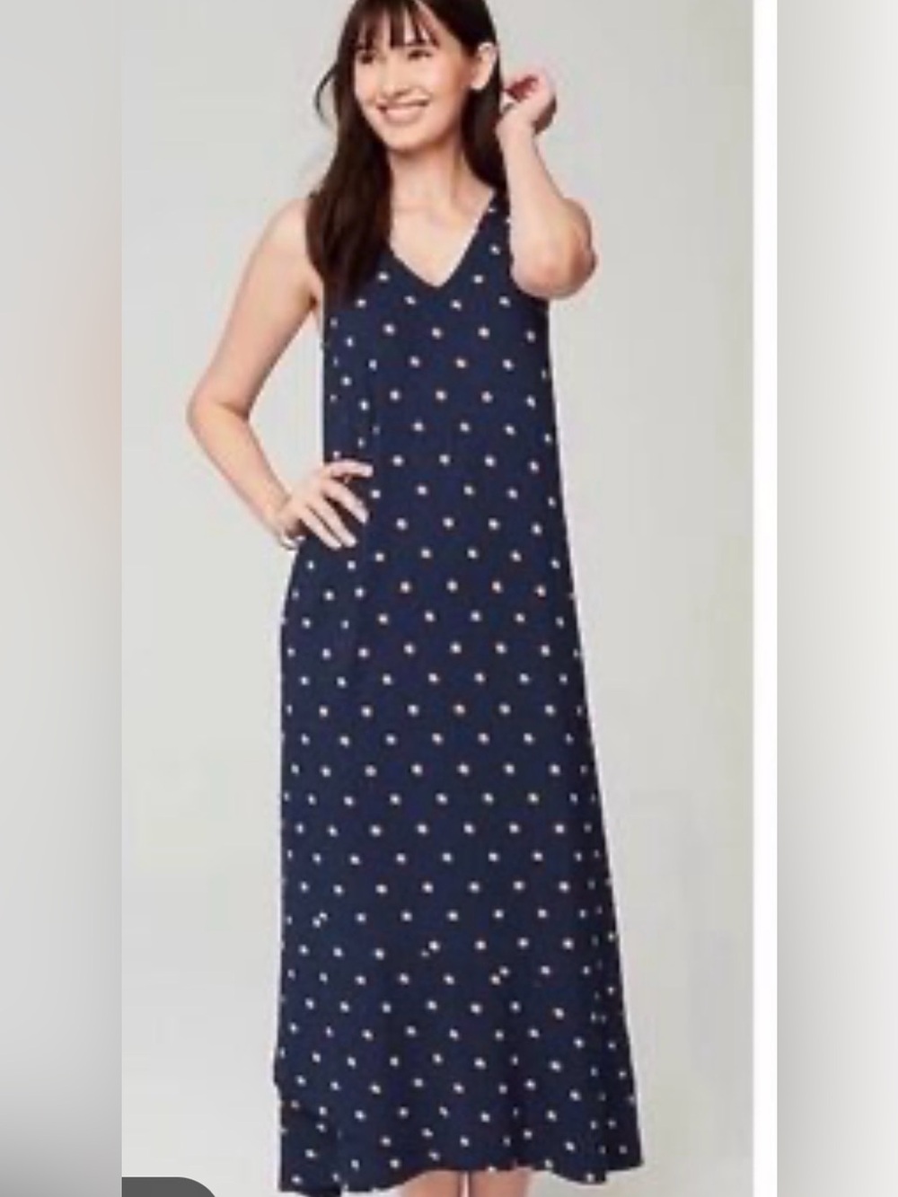 Jill Wearever Polka Dot Dress XSP Navy Sleeveless Midi Dress NWT
